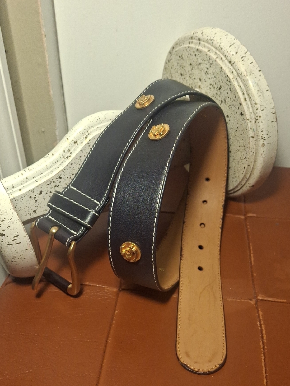 Escada Sports Leather Belt in Tan and Black